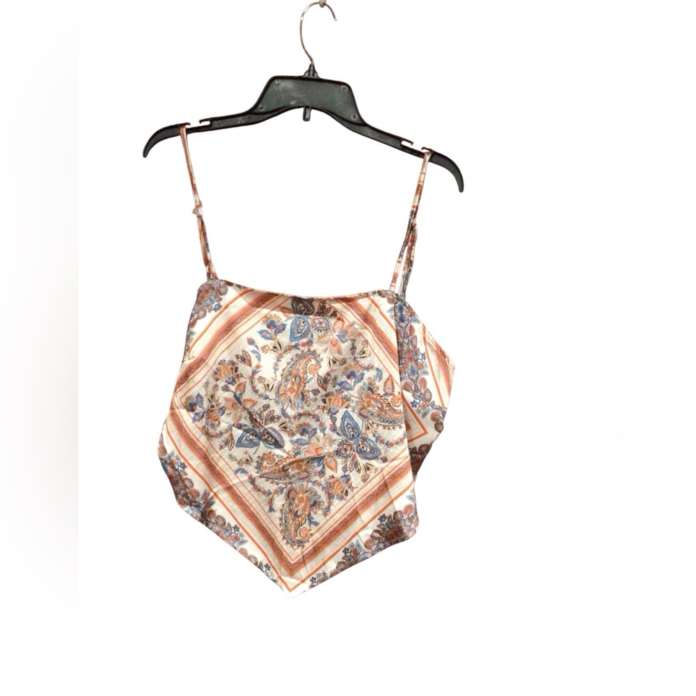 SHEIN Dreamara Plus Floral & Paisley Print Bandana Hem Tie Back Cami Top sz XXL